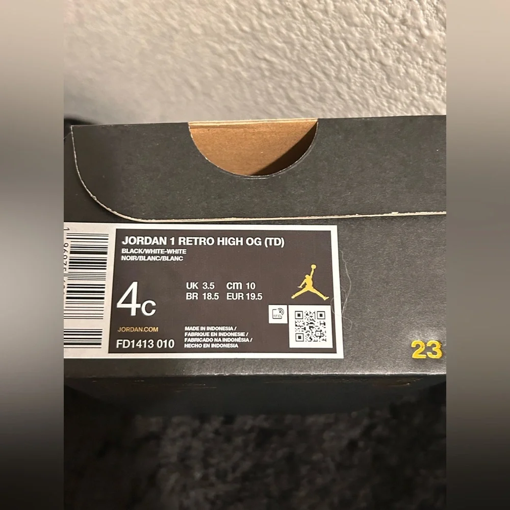 Nike Jordan 1 Retro High OG Black White 2.0 – Toddler Size 4C – New in Box